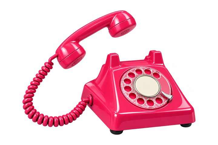 Téléphone rose vintage décroché, pour réserver ton entretien offert